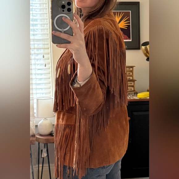 Vintage Diamond Leathers Fringe Leather Jacket with Beads - Picture 9 of 9